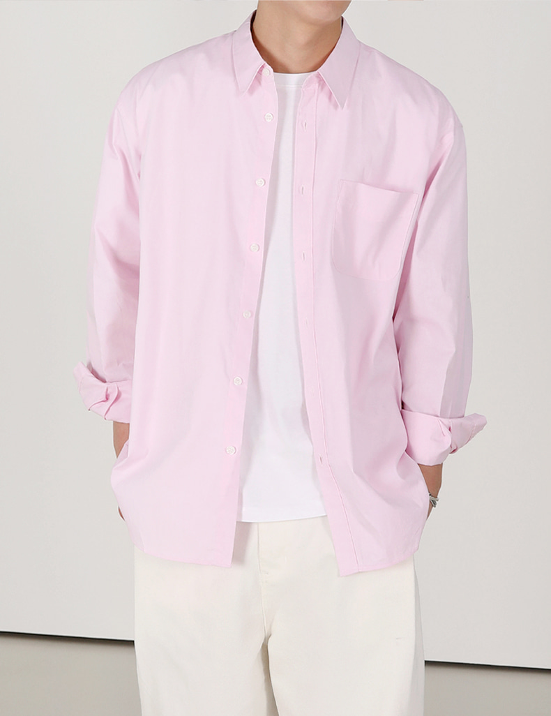 オックスフォードオーバーフィットシャツ_pink